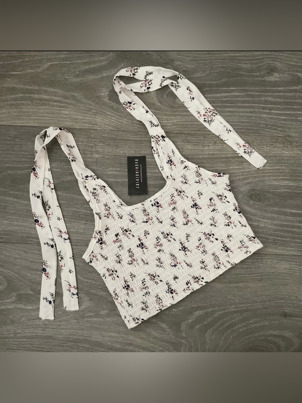 Fashion Nova In Bloom Smocked Crop Top S